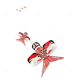 春季放风筝海报插画免抠