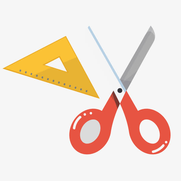 三角尺剪刀卡通装修工具插画矢量