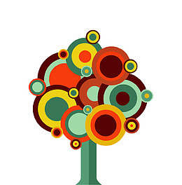 手绘圆形几何树