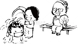 水墨快乐童年矢量素材