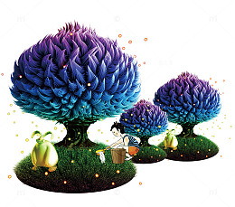 手绘潘多拉萤火虫森林插画
