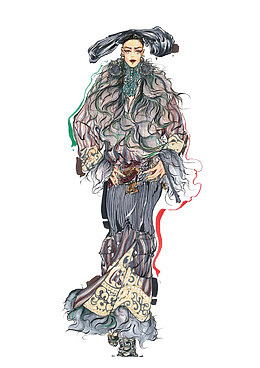 黑白马克笔设计创意插画