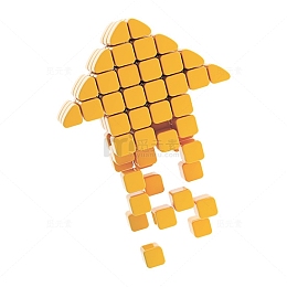向上的橘色立体箭头