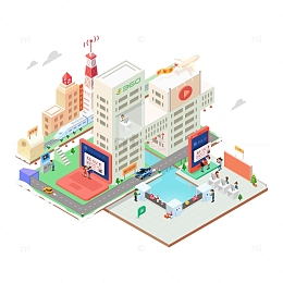 卡通立体高楼建筑免抠图