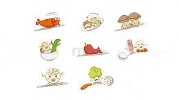 卡通手绘火锅食材