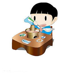 中国风可爱小孩吃火锅冒菜