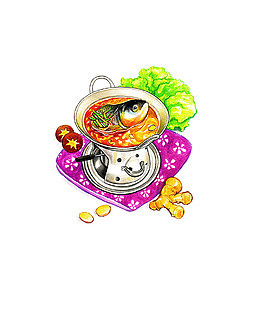 卡通火锅美食