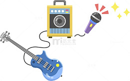 卡通吉他音箱免抠图