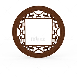 棕色中式镂空圆形窗