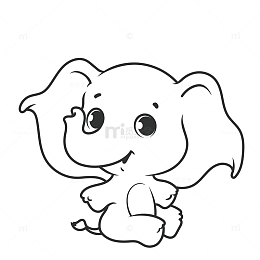 素描简笔线条大象
