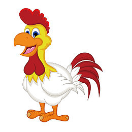 卡通手绘白色大公鸡