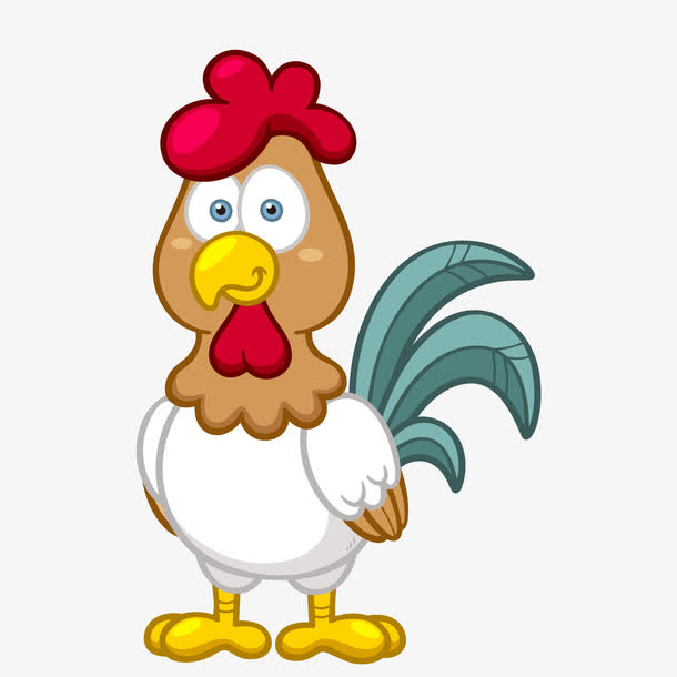 矢量手绘站立小公鸡