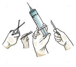 矢量医生拿着工具的手
