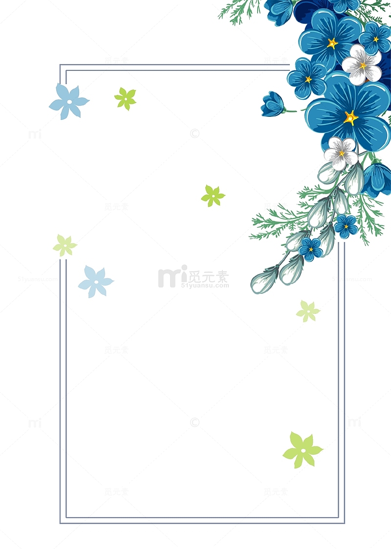 蓝色清新花瓣边框