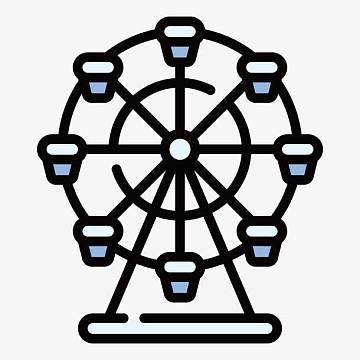 摩天轮卡通背景jpg手绘卡通背景psdjpg游乐园摩天轮插画矢量素材png