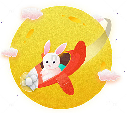 坐着飞船的兔子