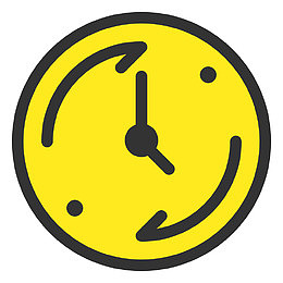 黄色手绘圆环时间旋转卡通图标