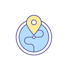 蓝色手绘线稿地图定位元素