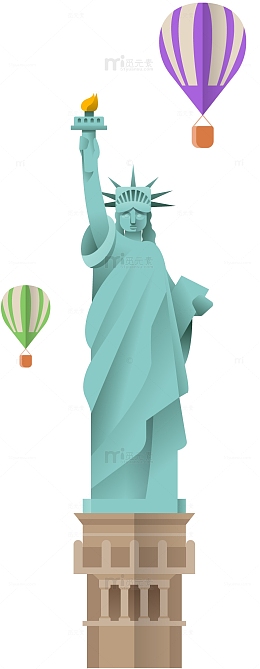 矢量手绘自由女神像插画素材
