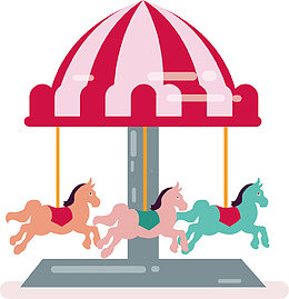 游乐园粉色旋转木马