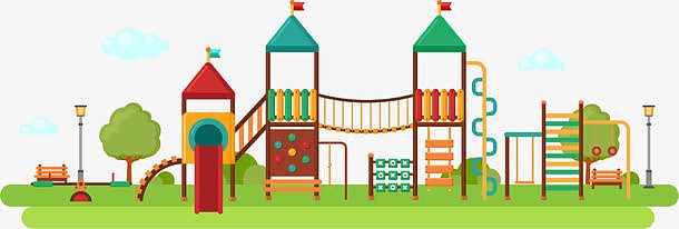 立体彩色游乐设施滑滑梯png公园滑滑梯矢量插画aipng手绘可爱插画母亲