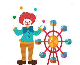 4月1愚人节耍杂技的小丑卡通
