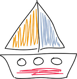 儿童节手绘线条帆船