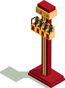 游乐场红色立体跳楼机