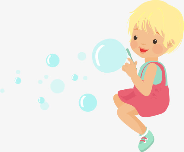 微笑可爱吹泡泡女孩