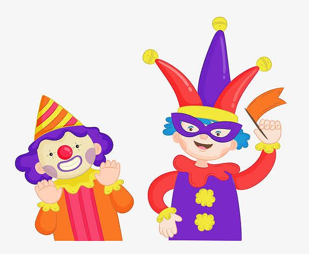 卡通手绘愚人节两个小丑