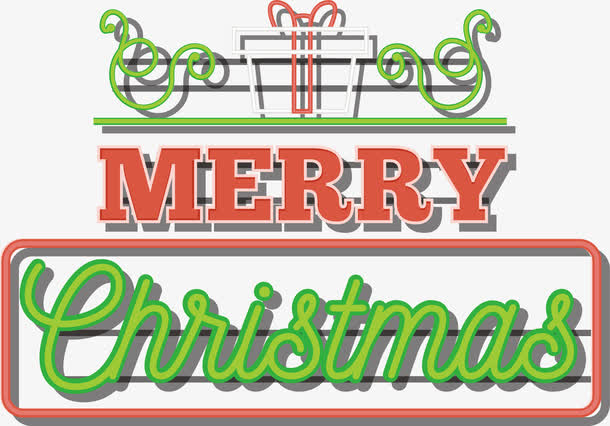 霓虹效果圣诞快乐英文艺术字