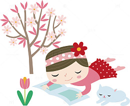 手绘可爱卡通女生插画矢量元素