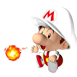 卡通可爱的萌马里奥扔火球插画免