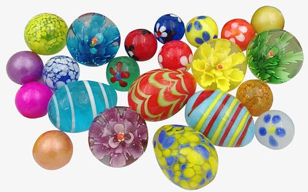 彩色经典多款式手工花朵玻璃弹珠