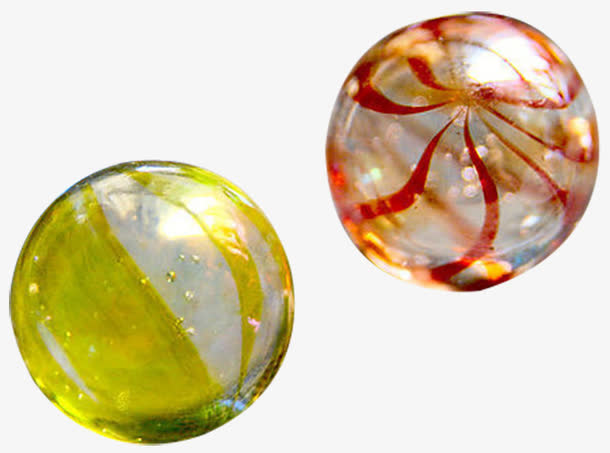 黄色红色条纹实心玻璃弹珠