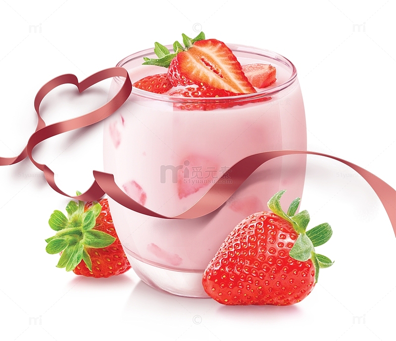 春季草莓酸奶促销海报