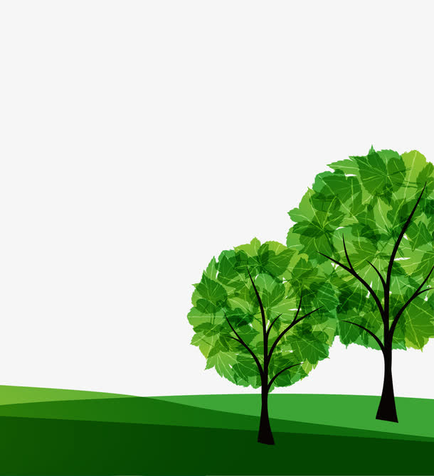 绿色清新创意草地春季海报插画