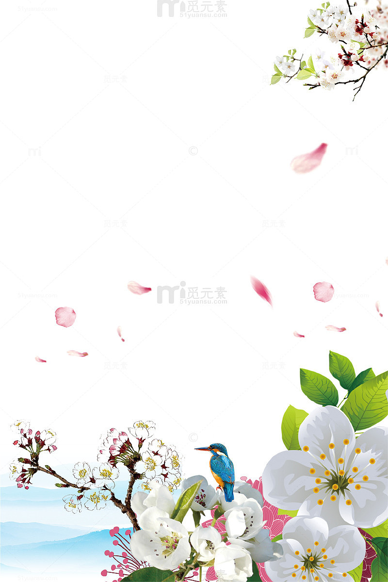 清新唯美梨花海报背景