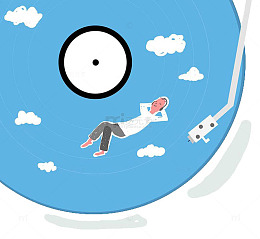 手绘减压音乐唱片