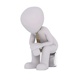 坐着卡通3D小人沮丧表情包矢量