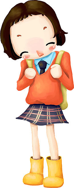 背书包的幸福小女孩