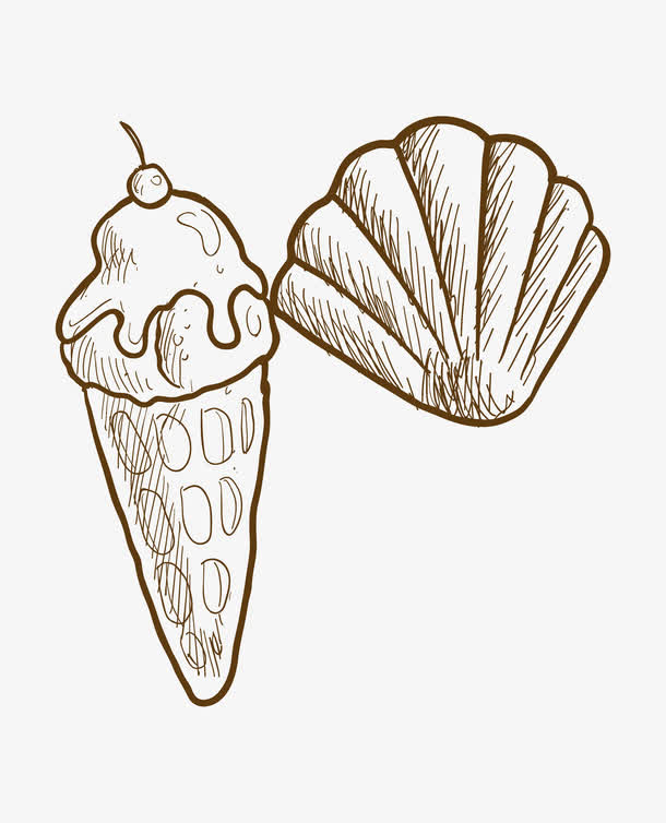 美味的冰激淋甜筒素描画
