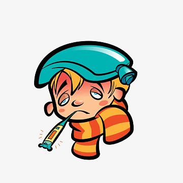 卡通高烧的男孩素材png人物png发烧的男孩png流鼻涕的男孩png小孩感冒