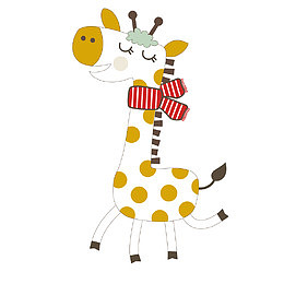白色圆点长颈鹿卡通插画