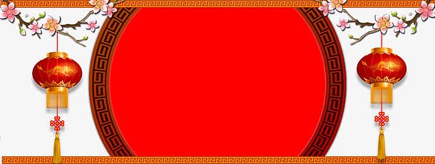 红色背景新年灯笼装饰PNG