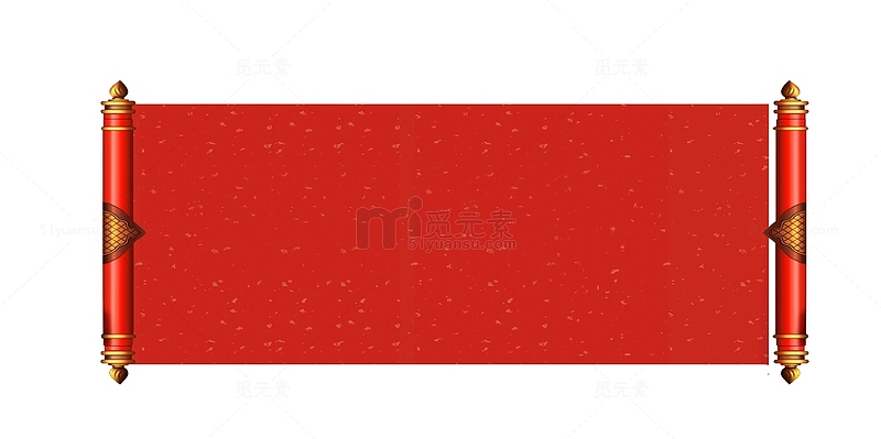 红色背景空白画卷PNG