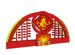 红色新春门框