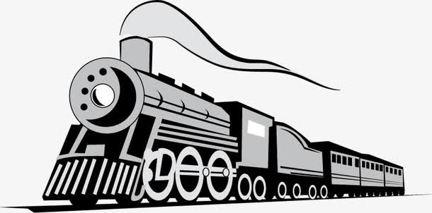 矢量手绘灰色火车