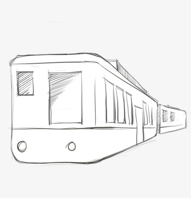 火车风景画铅笔画图片