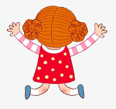 手绘卡通跳舞孩子背影